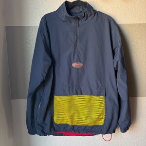 Butter Goods Men’s Large Mesh Pocket Track Jacket Navy Yellow Red Quarter Zip
